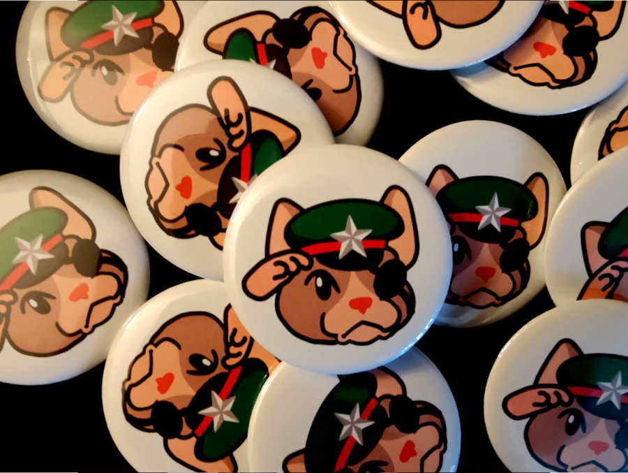 Stack of Pig Salute Buttons